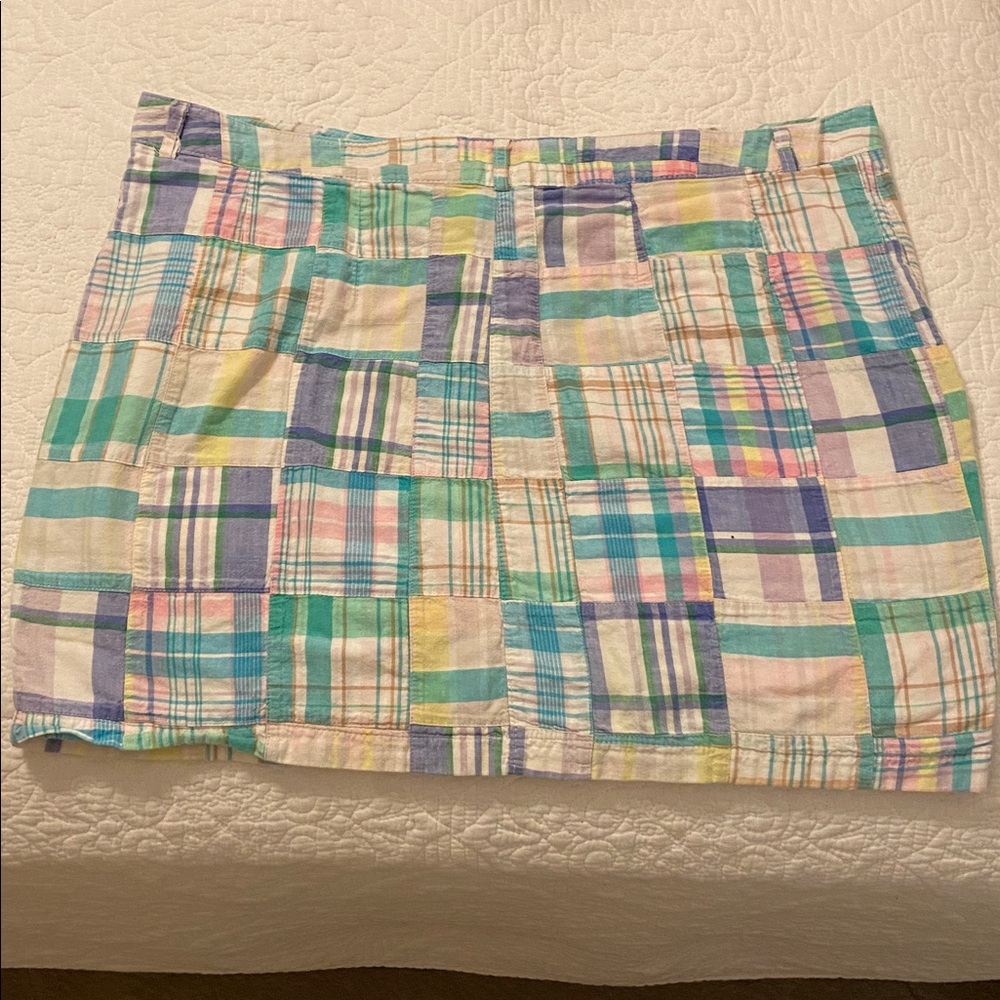 Purple Poppy 100% cotton pastel plaid madras style skirt - Picture 4 of 8